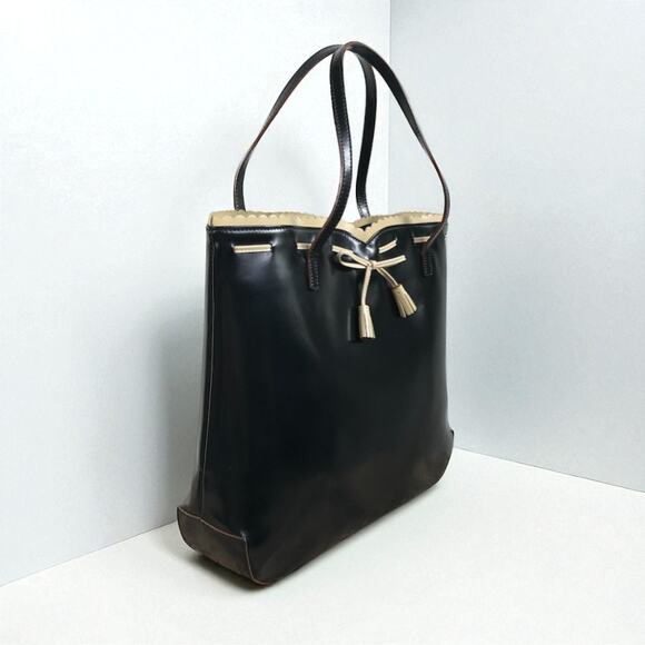 ANYA HINDMARCH Italian Leather Bow Handbag Tote Black Clasic Luxury Designer Y2K - Picture 3 of 13